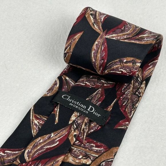 Dior Other - Christian Dior Monsieur Neck Tie‎ Black Acanthus Leaves 100% Silk Made in USA